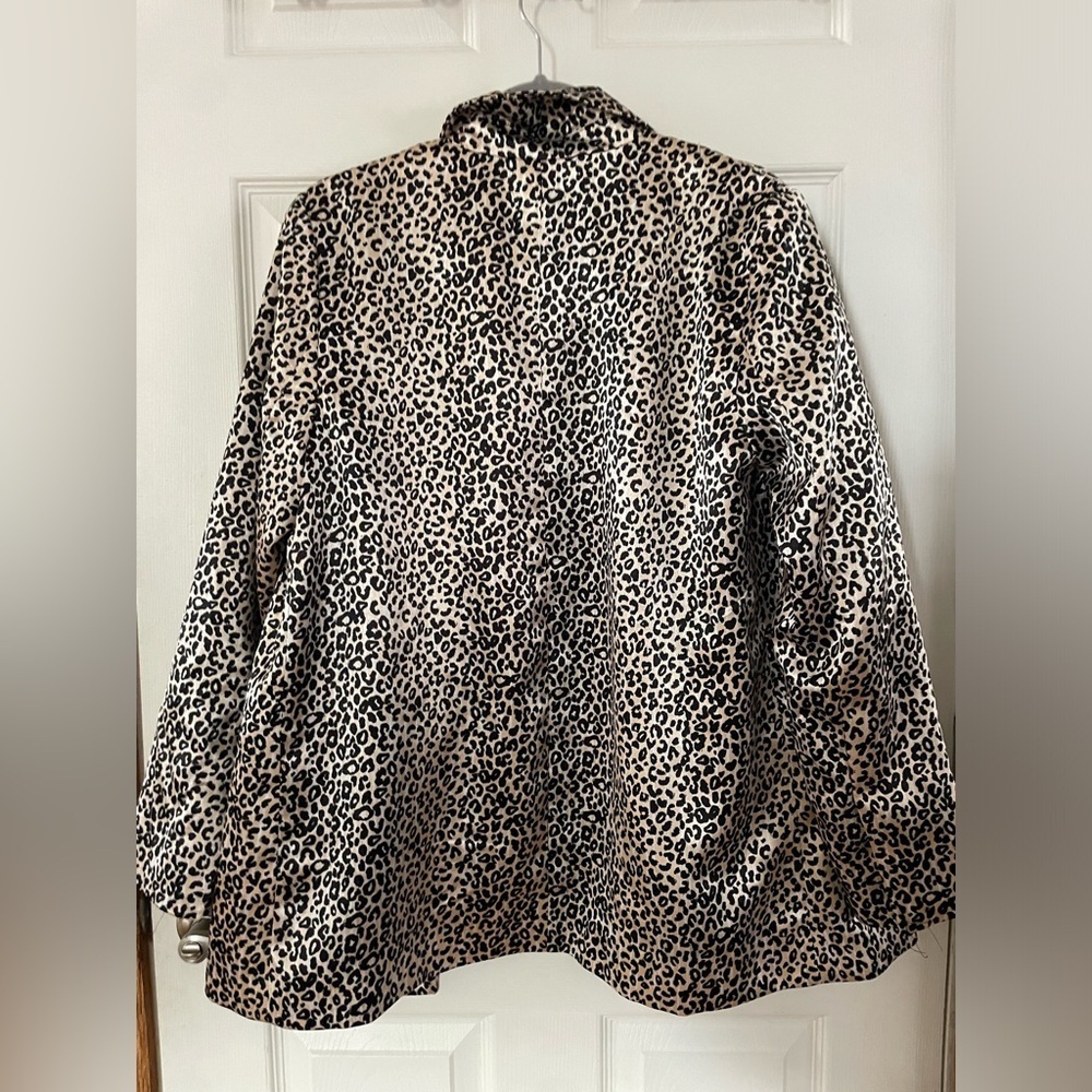 Nine West Black and Cream Leopard Satin Blazer Medium - Picture 3 of 3